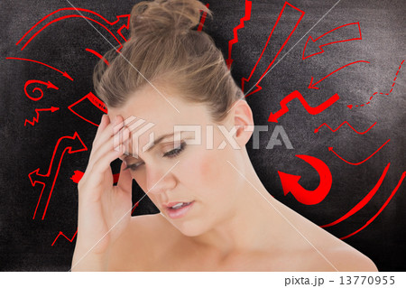 Composite image of woman with headache Composite image of woman with headache 13770955
