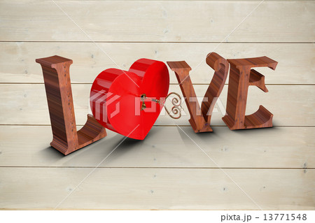 Composite image of love with lock and key 13771548