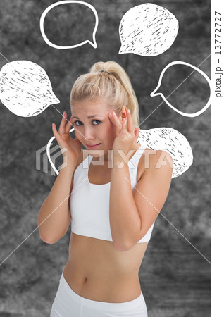 Composite image of blonde with headache 13772727