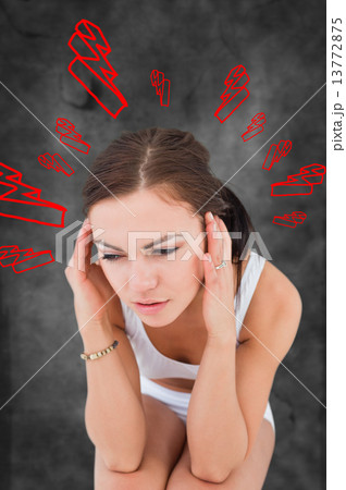 Composite image of woman with headache Composite image of woman with headache 13772875