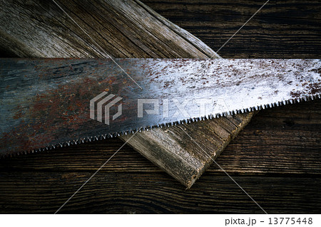 hacksaw and board hacksaw and board 13775448