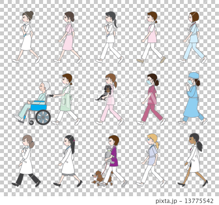 歩いている人々 医者 看護師のイラスト素材 歩いている人々 医者 看護師のイラスト素材