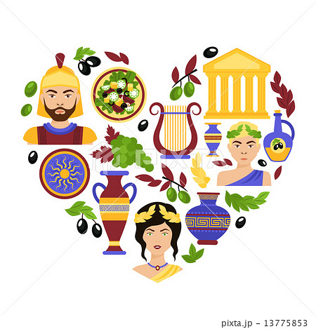 Greece symbols heart Greece symbols heart 13775853