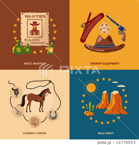 Cowboy icons flat 13776053