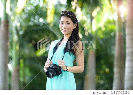 One young Chinese woman taking picture with DSLR One young Chinese woman taking picture with DSLR 13776136