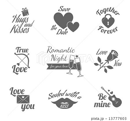 Romantic labels icons set 13777603