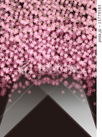 夜桜 桜 照明のイラスト素材