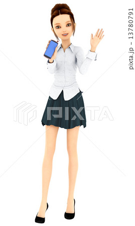 スマートフォンを使う女性 3DCGイラスト素材 スマートフォンを使う女性 3DCGイラスト素材 13780791