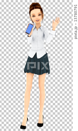 スマートフォンを使う女性 3DCGイラスト素材 スマートフォンを使う女性 3DCGイラスト素材 13780791