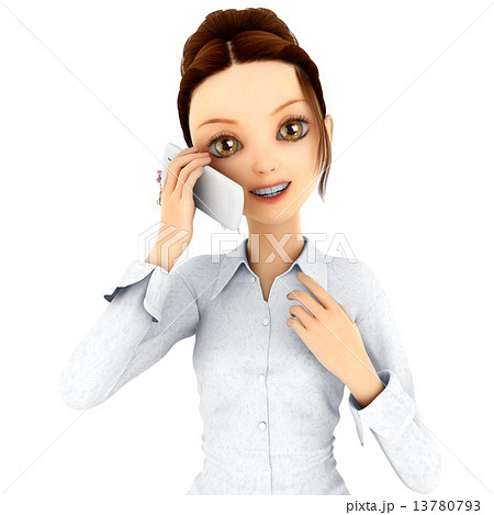 スマートフォンを使う女性　３DCGイラスト素材 13780793