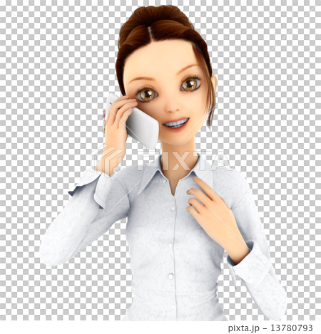 スマートフォンを使う女性　３DCGイラスト素材 13780793