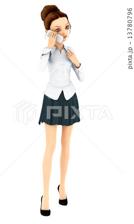 スマートフォンを使う女性 3DCGイラスト素材 スマートフォンを使う女性 3DCGイラスト素材 13780796