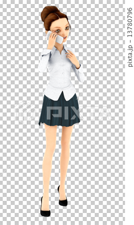 スマートフォンを使う女性 3DCGイラスト素材 スマートフォンを使う女性 3DCGイラスト素材 13780796
