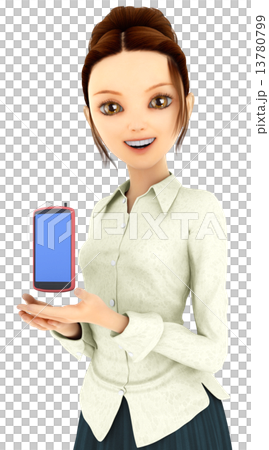 スマートフォンを使う女性 3DCGイラスト素材 スマートフォンを使う女性 3DCGイラスト素材 13780799