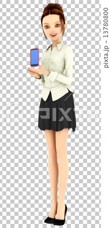 スマートフォンを使う女性 3DCGイラスト素材 スマートフォンを使う女性 3DCGイラスト素材 13780800