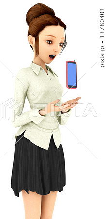 スマートフォンを使う女性 3DCGイラスト素材 スマートフォンを使う女性 3DCGイラスト素材 13780801
