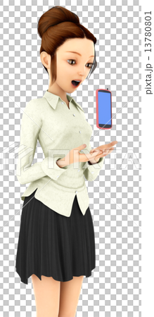 スマートフォンを使う女性 3DCGイラスト素材 スマートフォンを使う女性 3DCGイラスト素材 13780801