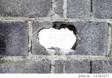 Hole in a concrete wall Hole in a concrete wall 13781671