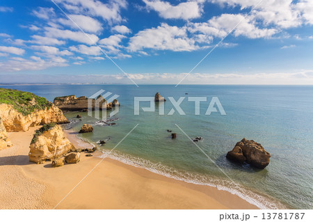 Beautiful sandy beach. The coast of Portugal, Algarve, Lagos. 13781787