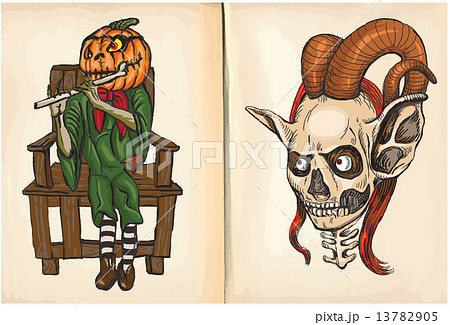 jack and monster head - hand drawings, vector 13782905