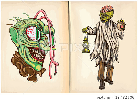 Monster head and Corpse - An hand drawn vector 13782906