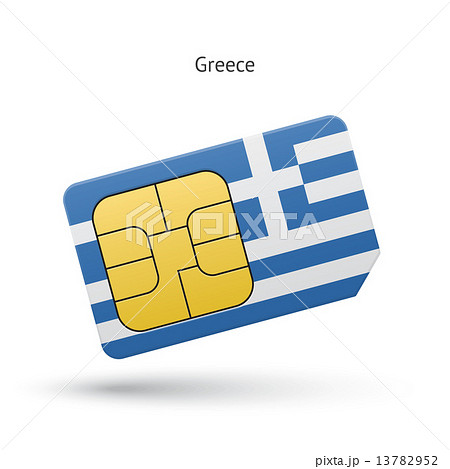 Greece mobile phone sim card with flag. 13782952