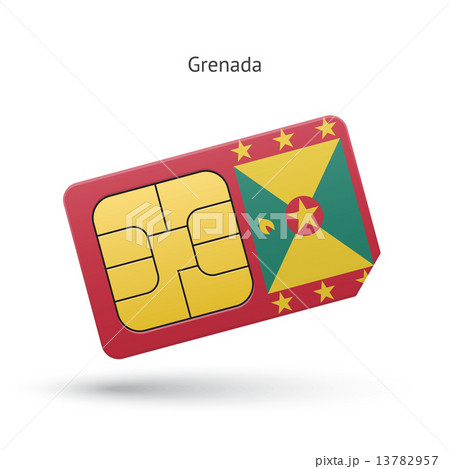 Grenada mobile phone sim card with flag. 13782957