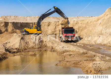 Excavator Loading Dumper Truck 13783556