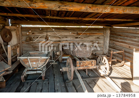 Wooden cart and other stock in museum 13784958