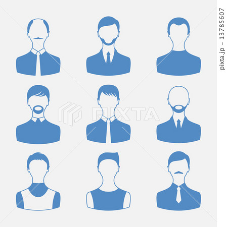 Avatars set front portrait of males isolated on white background 13785607