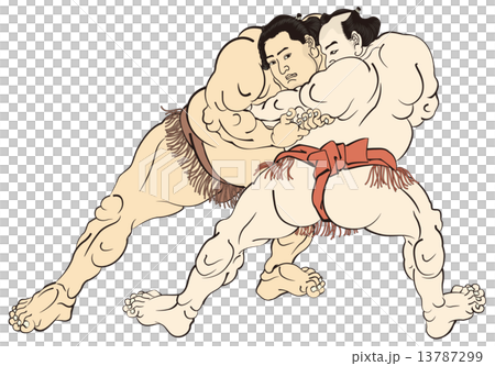 歌川国貞 相撲絵のイメージイラスト 歌川国貞 相撲絵のイメージイラスト 13787299