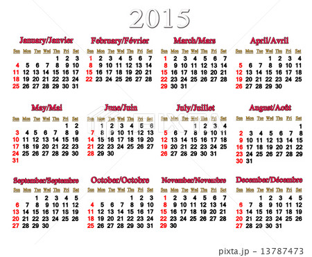 usual calendar for 2015 year on the white 13787473