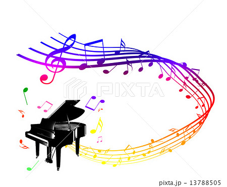 ピアノ 楽器 演奏会 コンサート 譜面 五線譜 ピアノを弾くのイラスト素材