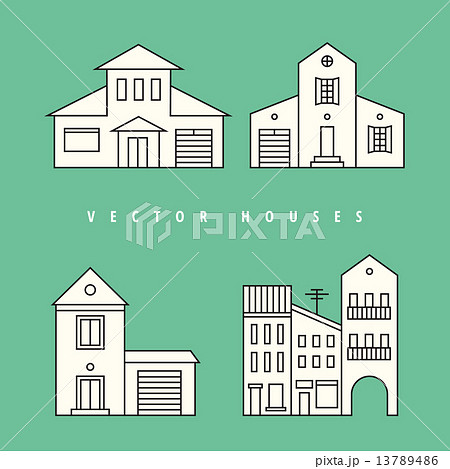 Houses set. Isolated elements for design. 13789486
