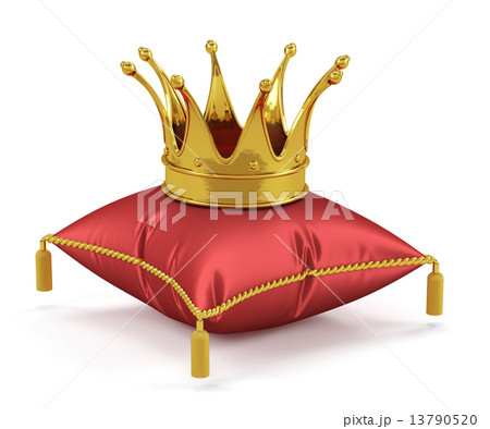 Golden king crown on the red pillow Golden king crown on the red pillow 13790520
