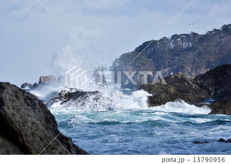 冬の浄土ヶ浜の写真素材