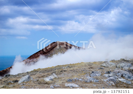 Grand Crater in the sulphur smoke, island Volcano, Lipari Island 13792151