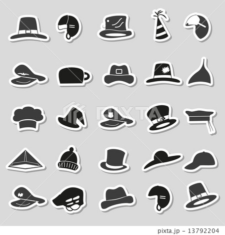 various black and gray hats stickers vector set eps10 13792204