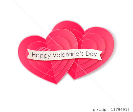 Valentines day background with paper hearts isolated on white background. 13794912