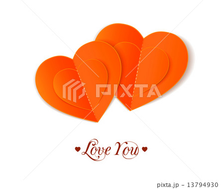Valentines day background with paper hearts isolated on white background. 13794930