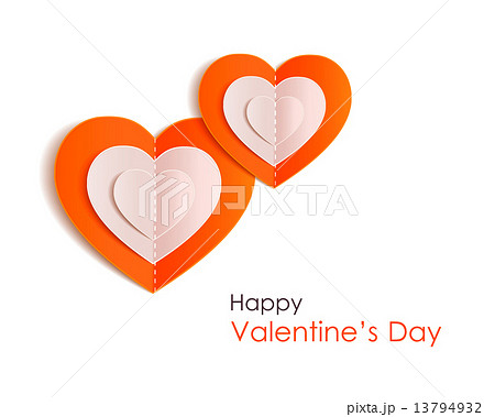 Valentines day background with paper hearts isolated on white background. 13794932