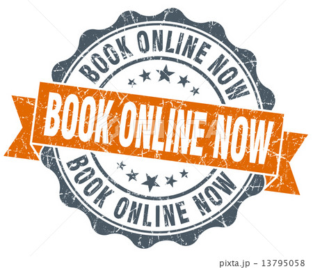 book online now orange vintage seal isolated on white 13795058