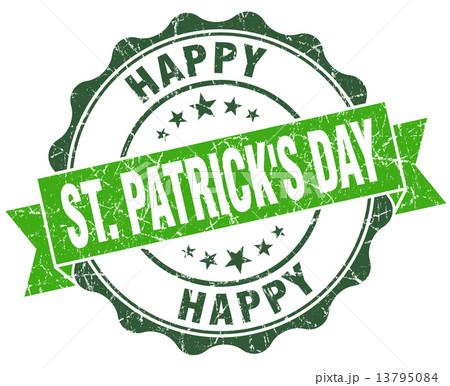 happy st Patrick's day green vintage seal isolated on white 13795084