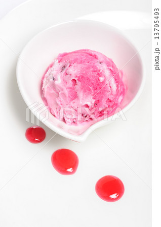 Strawberry ice cream ball on white background Strawberry ice cream ball on white background 13795493