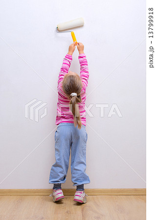 Girl with painting roller Girl with painting roller 13799918