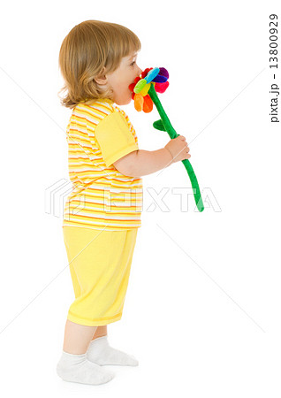 Small girl with toy flower 13800929