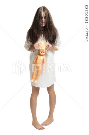 Zombie girl with plastic doll Zombie girl with plastic doll 13801238
