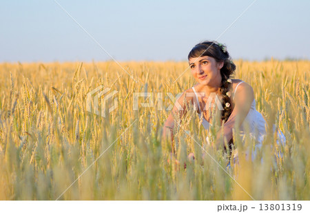 Girl on wheat field Girl on wheat field 13801319