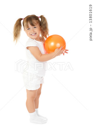 Little smiling girl with ball Little smiling girl with ball 13801619