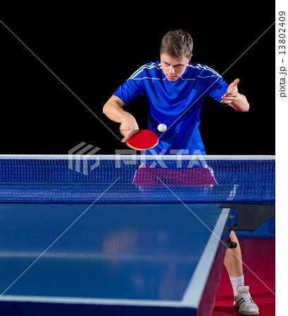 Table tennis player isolated 13802409